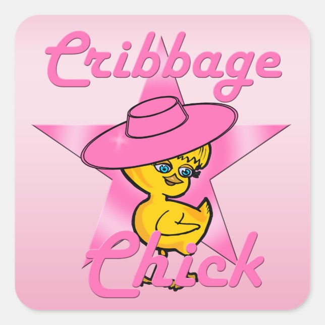 Cribbage Chick #8 Square Sticker (Front)