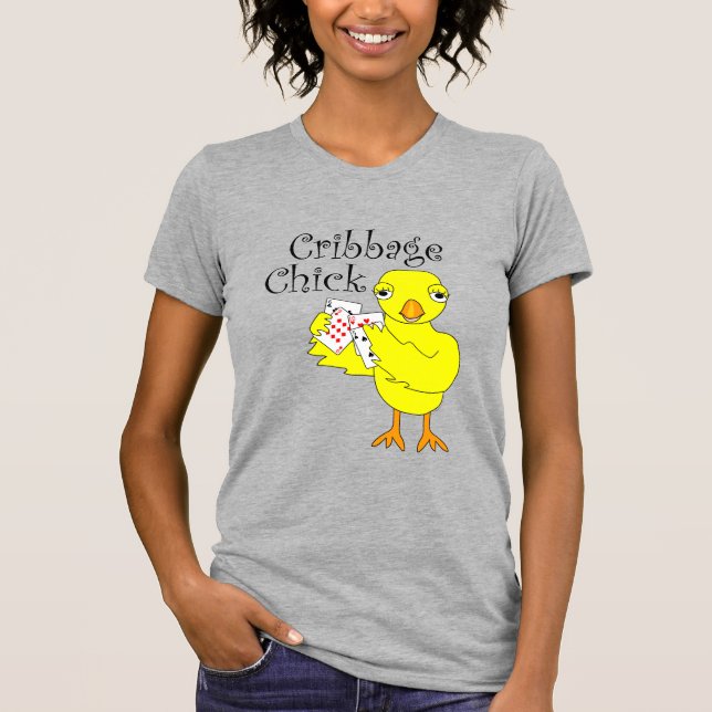 Cribbage Chick Curly Text T-Shirt (Front)