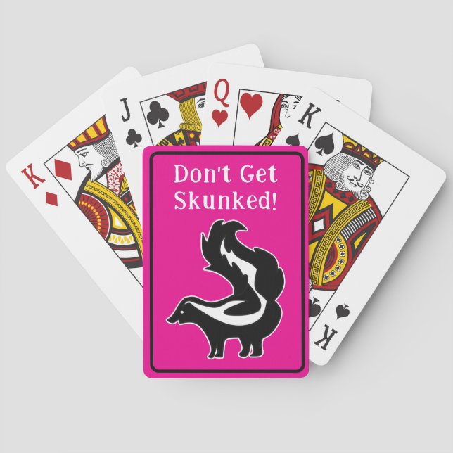 Cribbage Don't Get Skunked Pink Black and White Poker Cards (Back)