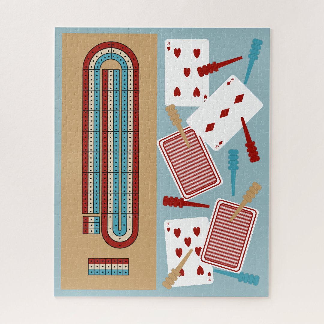 Cribbage Game Board and Playing Pieces Jigsaw Puzzle Zazzle