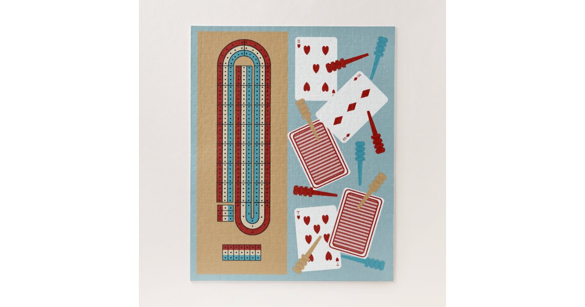 Cribbage Game Board and Playing Pieces Jigsaw Puzzle Zazzle
