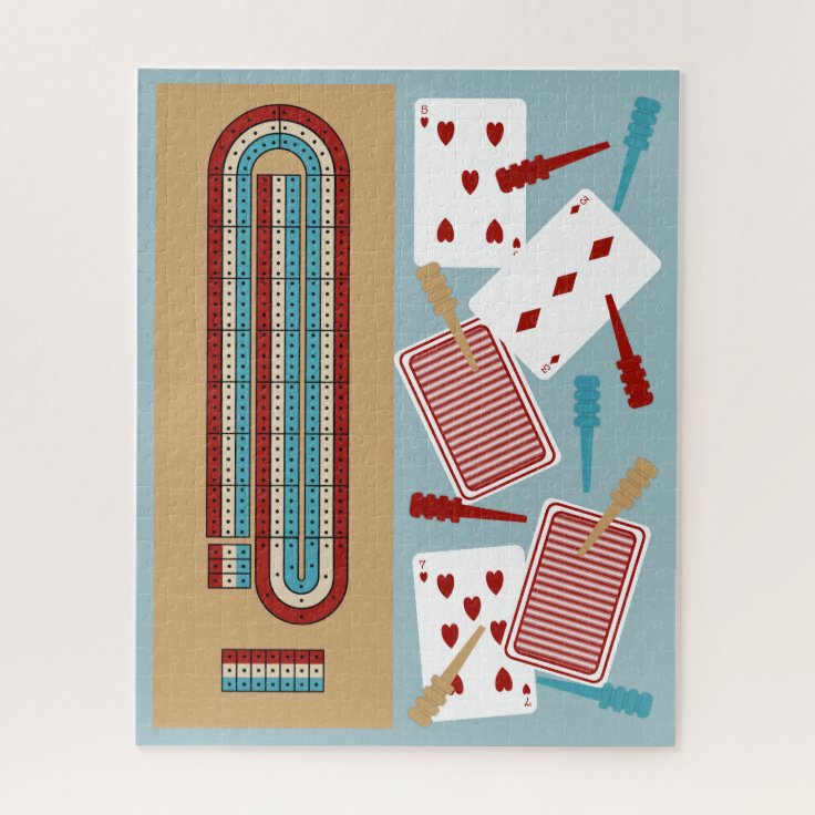 Cribbage Game Board and Playing Pieces Jigsaw Puzzle Zazzle