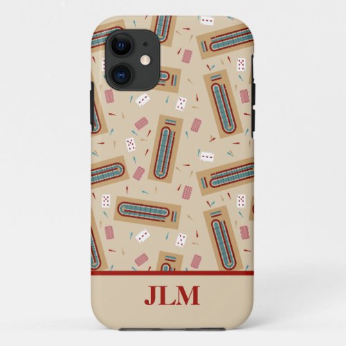 Cribbage Game Board and Playing Pieces Patterned iPhone 11 Case