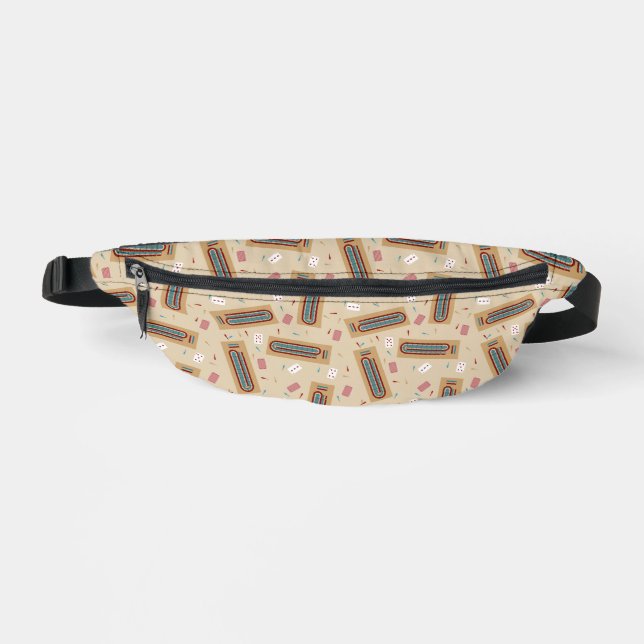 Cribbage Game Board and Playing Pieces Patterned Fanny Pack (Front)