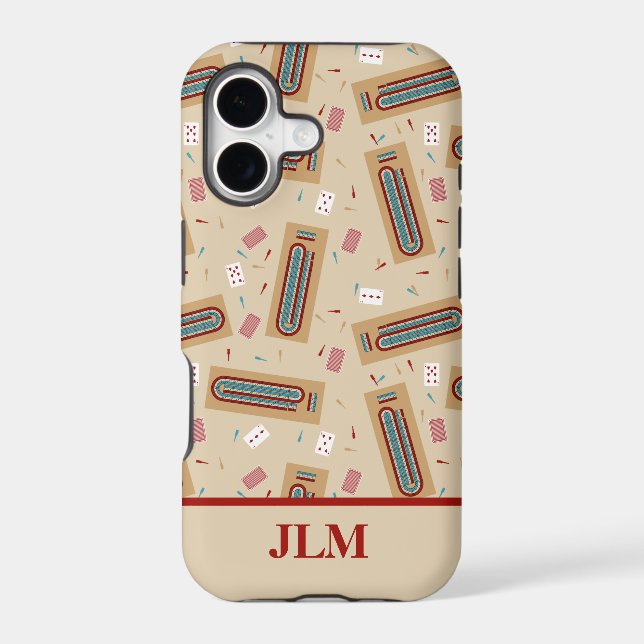 Cribbage Game Board and Playing Pieces Patterned Iphone Case (Back)