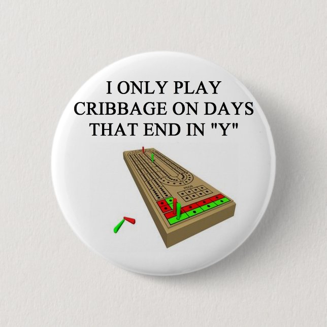 cribbage game player pinback button (Front)