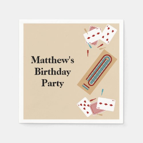 Cribbage Game Themed Personalized Party Napkins