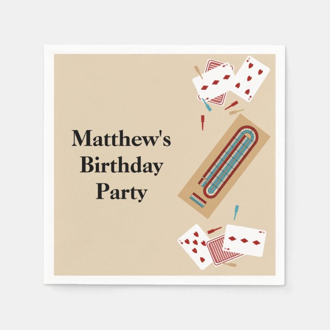 Cribbage Game Themed Personalized Party Napkins (Front)