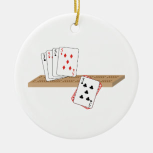 Cribbage Hand Ceramic Ornament