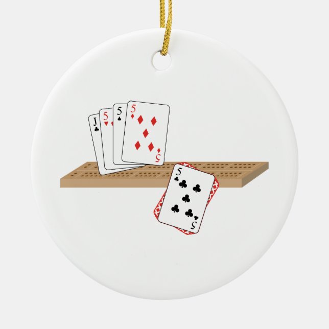 Cribbage Hand Ceramic Ornament (Front)