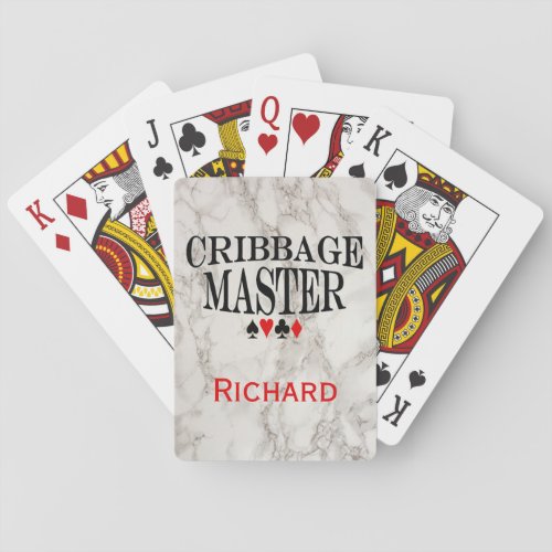Cribbage Master on Marble Personalized Poker Cards