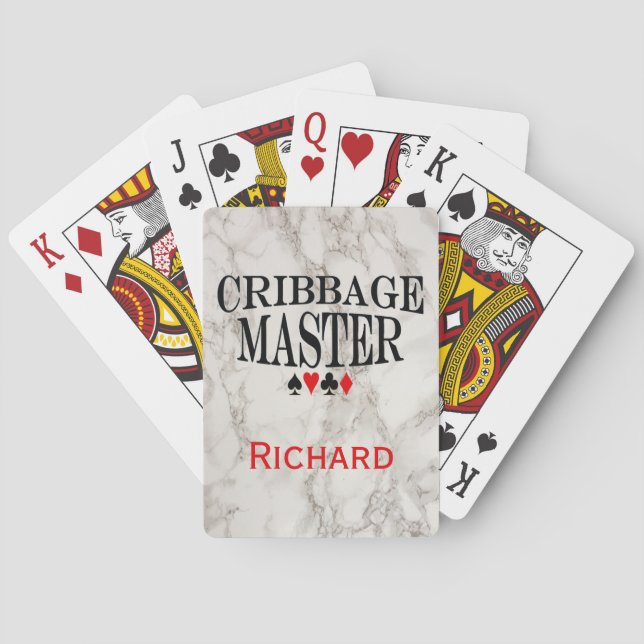 Cribbage Master on Marble Personalized Poker Cards (Back)