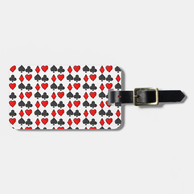 Cribbage Pattern Red Black and White Luggage Tag