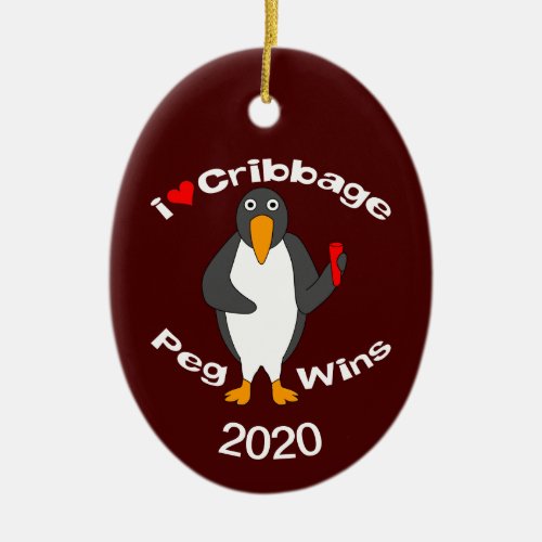 Cribbage Peg Wins Ceramic Ornament