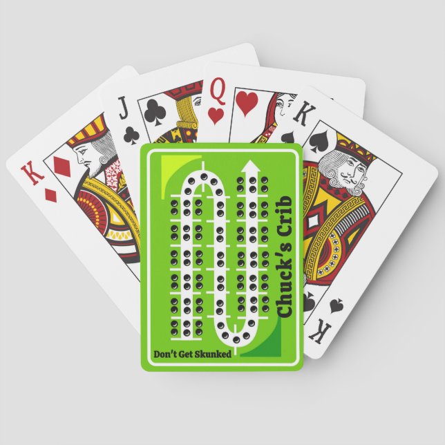 Cribbage Playing Cards Personalized Green (Back)