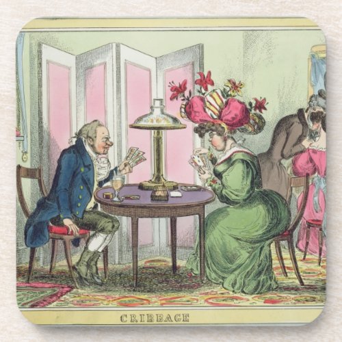 Cribbage published by Thomas McLean London colo Drink Coaster