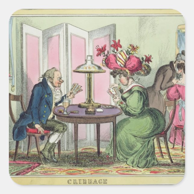 Cribbage, published by Thomas McLean, London (colo Square Sticker (Front)