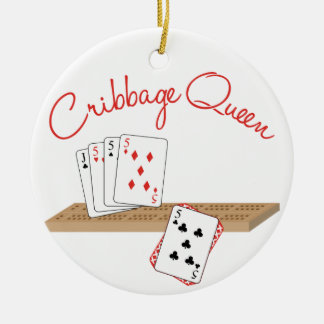 Cribbage Queen Ceramic Ornament