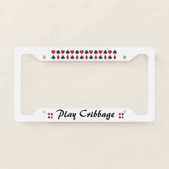 Cribbage Red Black and White License Plate Frame