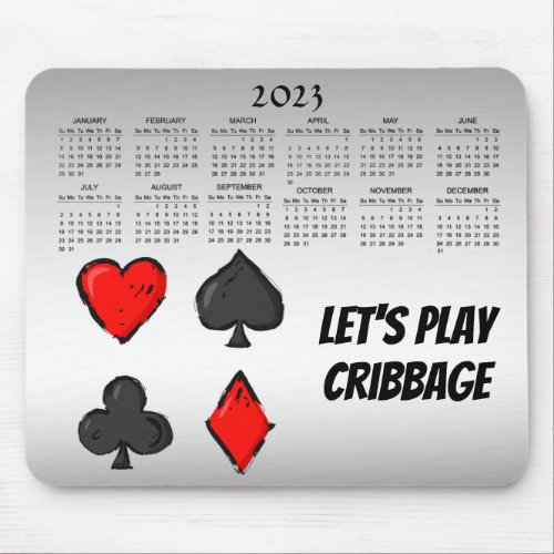 Cribbage Red Black Silver 2023 Calendar Mousepad