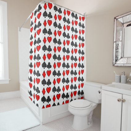 Cribbage Red Black White Pattern Shower Curtain