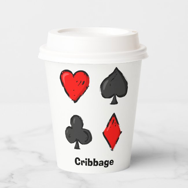 Cribbage Red Black White Set of Paper Cup