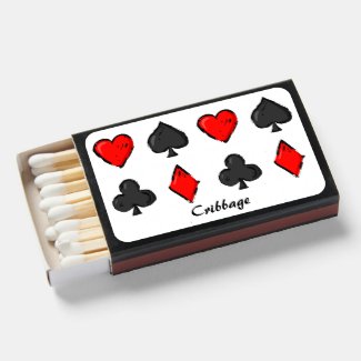 Cribbage Red White Black Set of Match Boxes