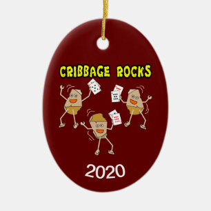 Cribbage Rocks Ceramic Ornament