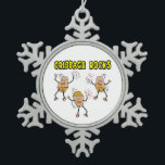 Cribbage Rocks Snowflake Pewter Christmas Ornament<br><div class="desc">Cribbage rocks text with three happy dancing rocks holding playing cards that add up to fifteen is a funny gift design for cribbage players and a humorous twist on a common phrase denoting greatness.</div>