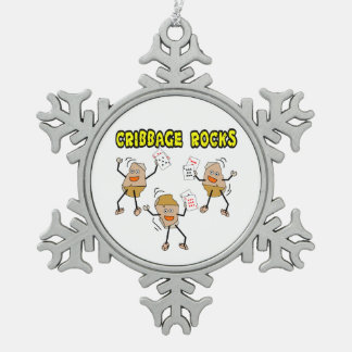 Cribbage Rocks Snowflake Pewter Christmas Ornament