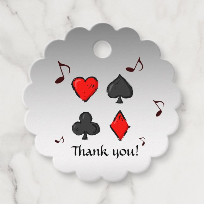 Cribbage Thank You Red Black Silver Favor Tags