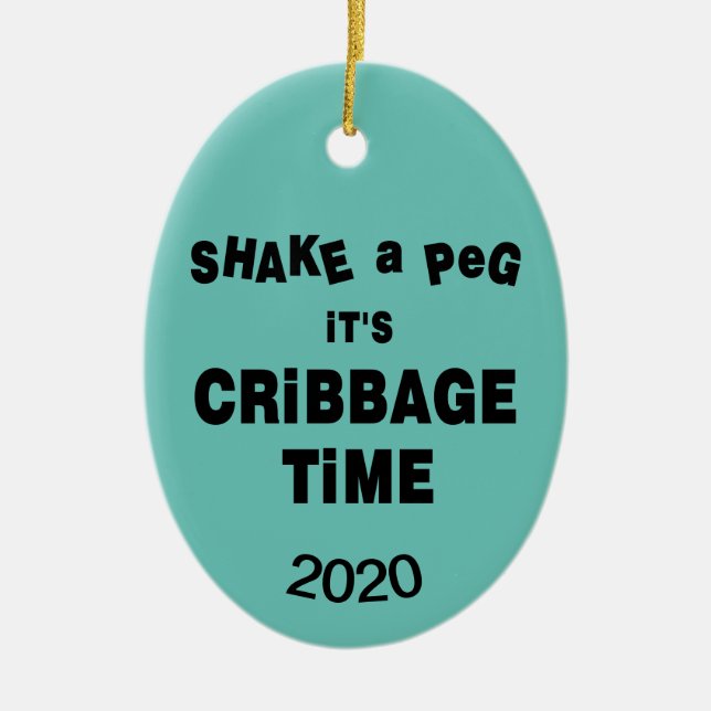 Cribbage Time Ceramic Ornament (Front)