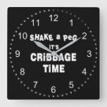 Cribbage Time Square Wall Clock