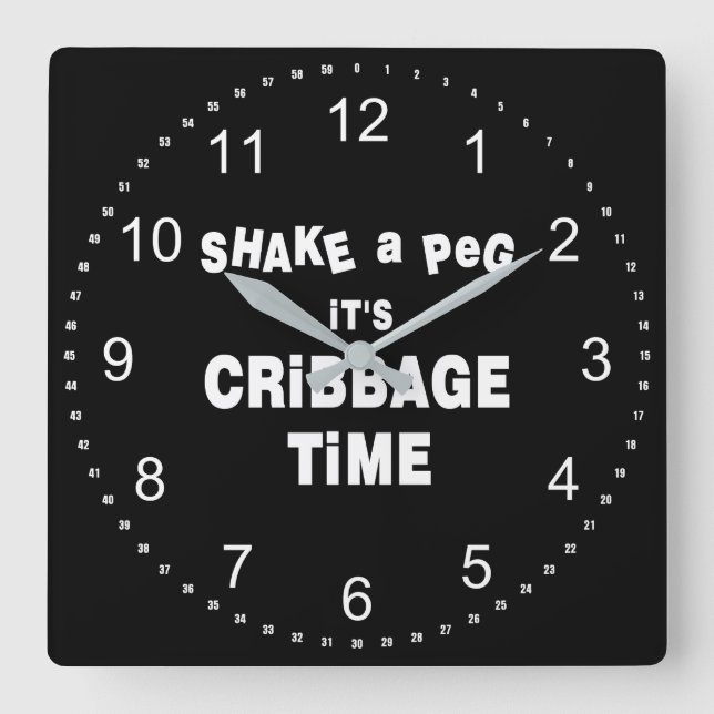 Cribbage Time Square Wall Clock (Front)
