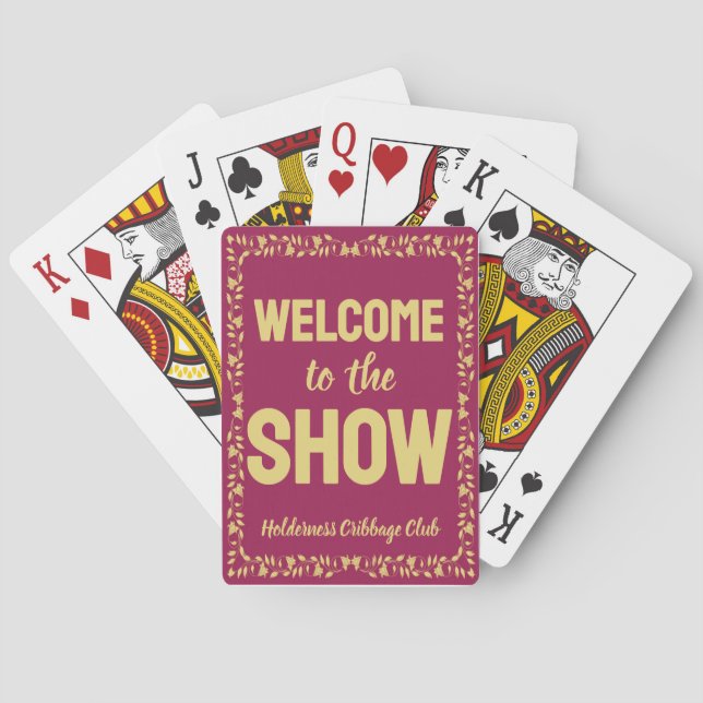 Cribbage Welcome to the Show Personalized Pink Poker Cards (Back)