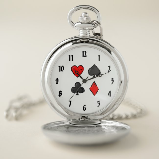 Cribbage White Red and Black Pocket Watch