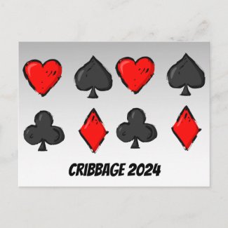 Cribbage  with 2024 Calendar on Back  Postcard