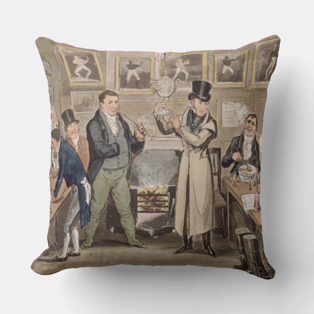 Cribb's Parlour: Tom introducing Jerry and Logic t Throw Pillow (Front)