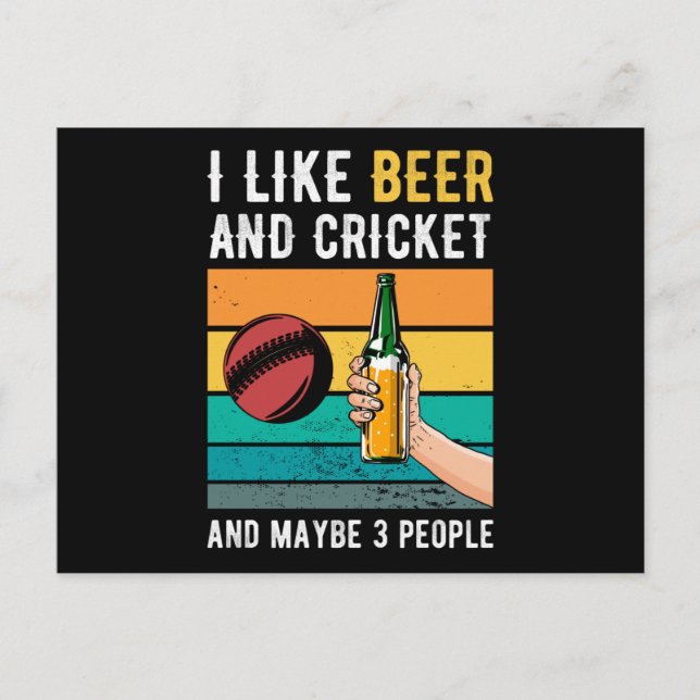 Cricket And Beer Retro Gift Postcard (Front)