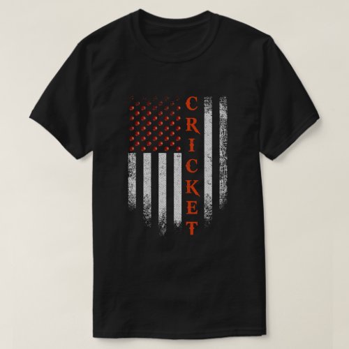 Cricket Apparel US Flag Cricket Player American T_Shirt