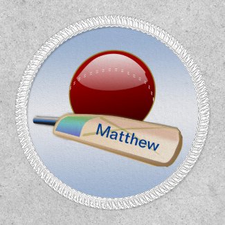 Cricket Ball and Bat Blue Sports Patch