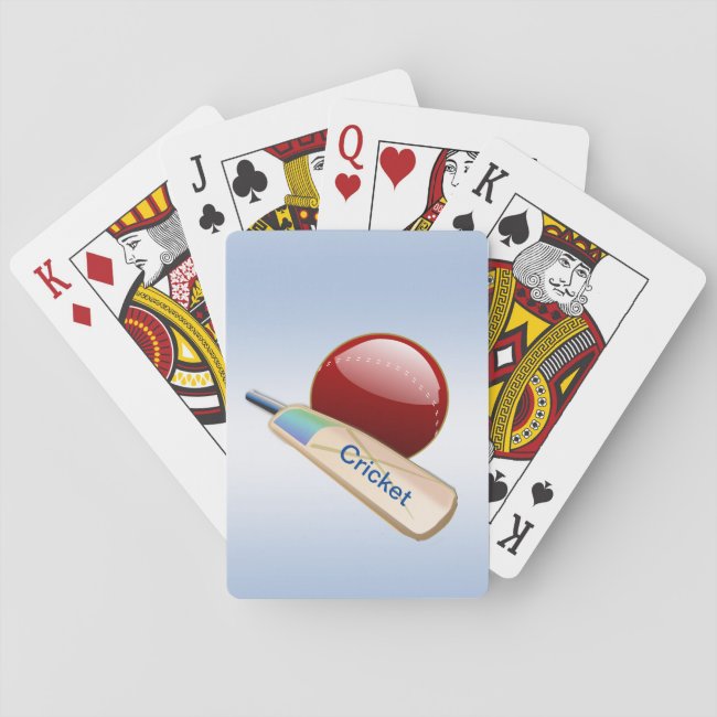 Cricket Ball and Bat Blue Sports Playing Cards