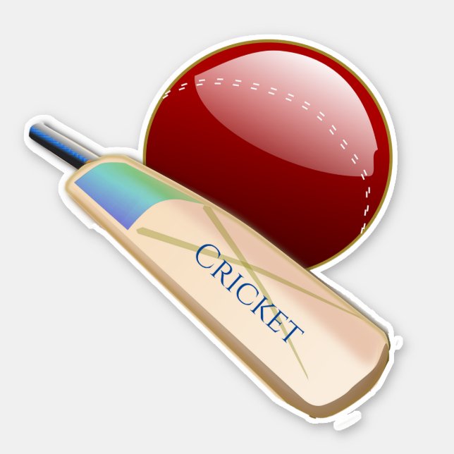 Cricket Ball and Bat Sports Vinyl Sticker (Front)