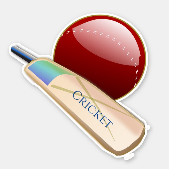 Cricket Ball and Bat Sports Vinyl Sticker