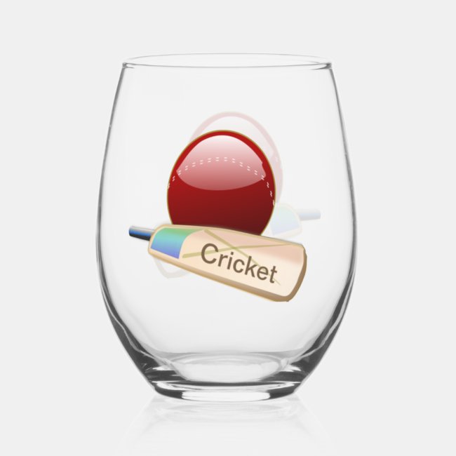 Cricket Ball and Bat Wine Glass