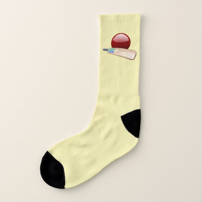 Cricket Ball and Bat Yellow Sports Socks