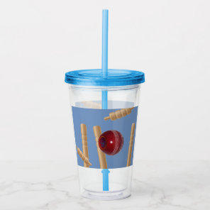 Cricket Ball And Stumps, Acrylic Tumbler