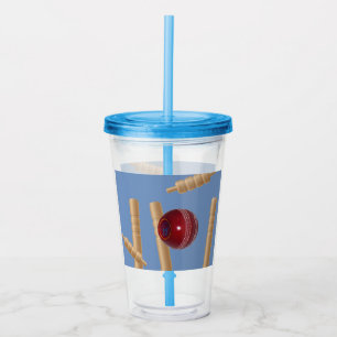 Cricket Ball And Stumps, Acrylic Tumbler