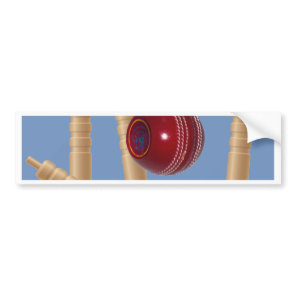Cricket Ball And Stumps, Bumper Sticker