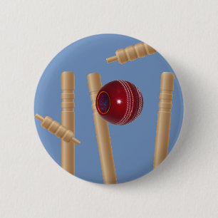 Cricket Ball And Stumps, Button